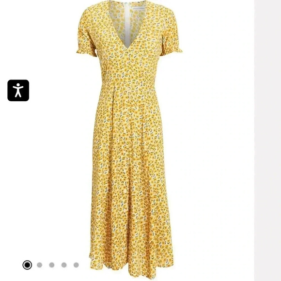 NWT FAITHFULL THE BRAND Ari Floral Midi Dress Yellow 4 S - Picture 2 of 7